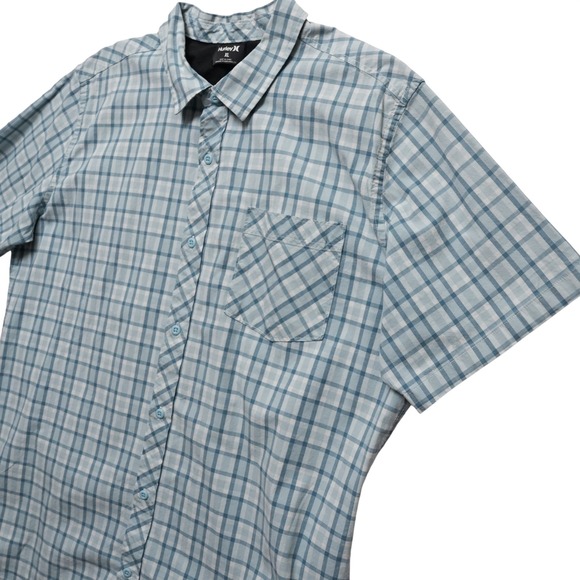 Hurley Other - Hurley Plaid Shirt Mens XL Blue Stretch Button Up Surf Casual Short Sleeve